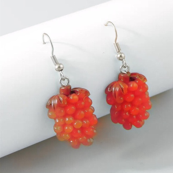 Cute Red Grape Dangle Earrings - Picture 5 of 6